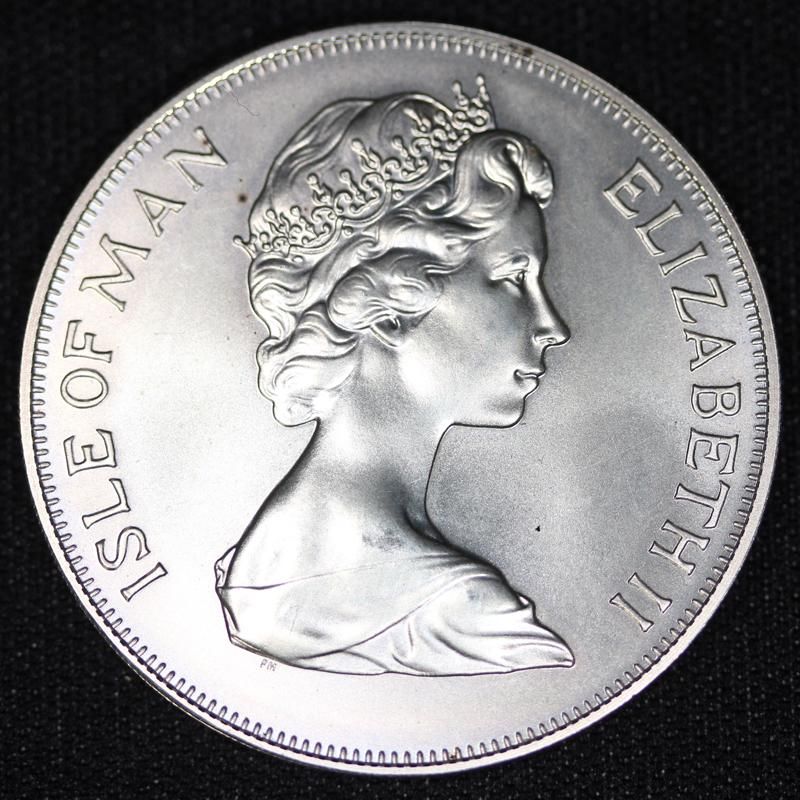 マン島 Isle of Man エリザベス2世 マンクスキャット 25ペンス 銀貨 1975年