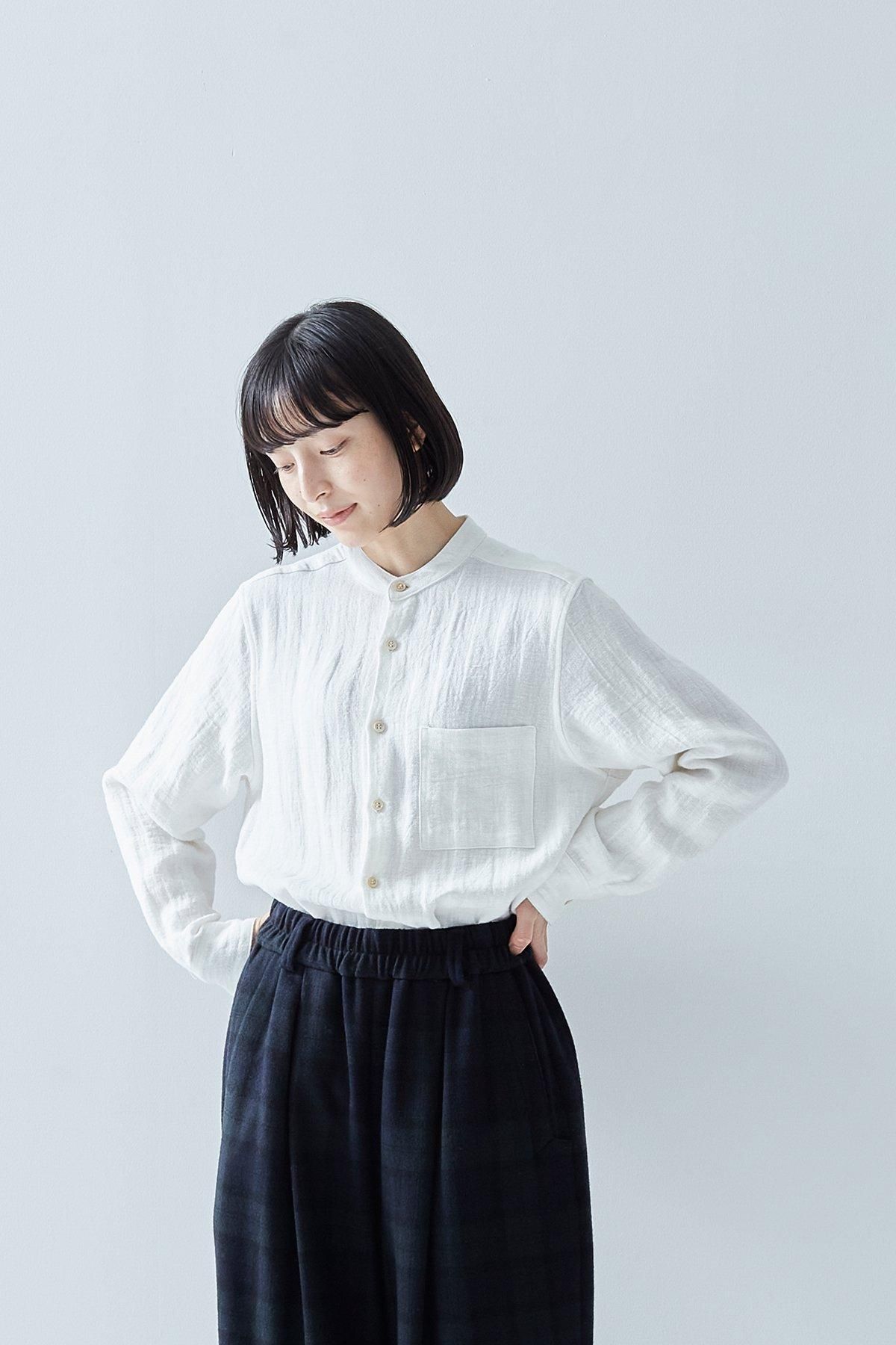 linen tweed band-collar shirt - atelier naruse｜Online store｜the an