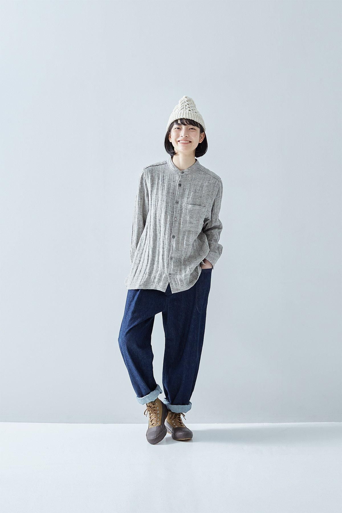 linen tweed band-collar shirt - atelier naruse｜Online store｜the an