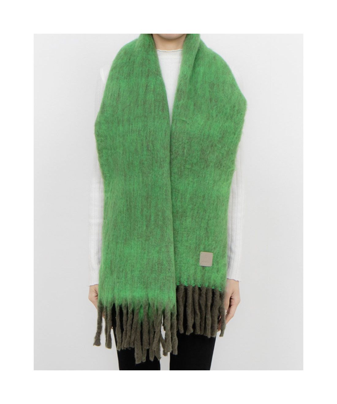 WEB限定】ウール混 シャギーマフラー バイカラー／40cm幅(506865679