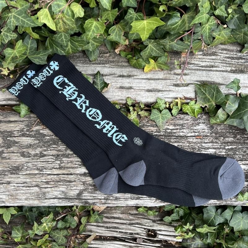CHROME HEARTS (クロムハーツ) / CH LOGO SOCKS / BLACK × LIGHT BLUE