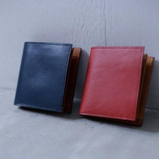 remilla レミーラ｜トーンウォレット (朱色×キャメル)(栃木レザーの二