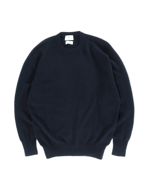 HERILL カシミヤ Wholegarment Pullover(Black×navy)【ユニセックス