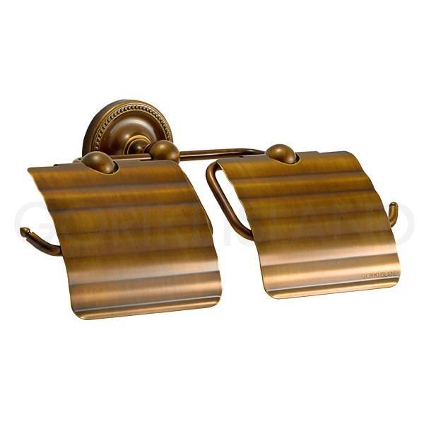 真鍮製 トイレットペーパーホルダー 2連 アンティーク色 (W31.5×D16.5