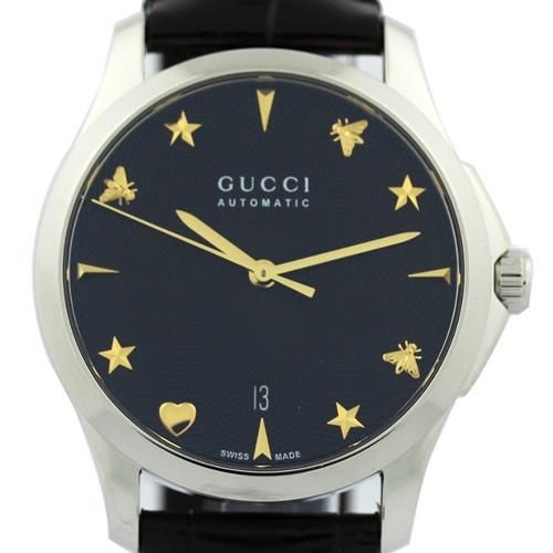 グッチ 時計 G-タームレス YA126469 ブラックダイアル×ブラックレザー