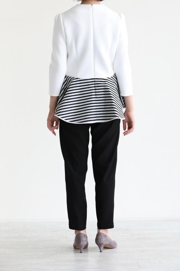 BORDERS at BALCONY(ボーダーズアットバルコニー) PEPLUM TOP WHITE