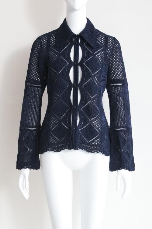 Mame Kurogouchi(マメ) Cotton Lace Knitted Cardigan - YAMAROKU