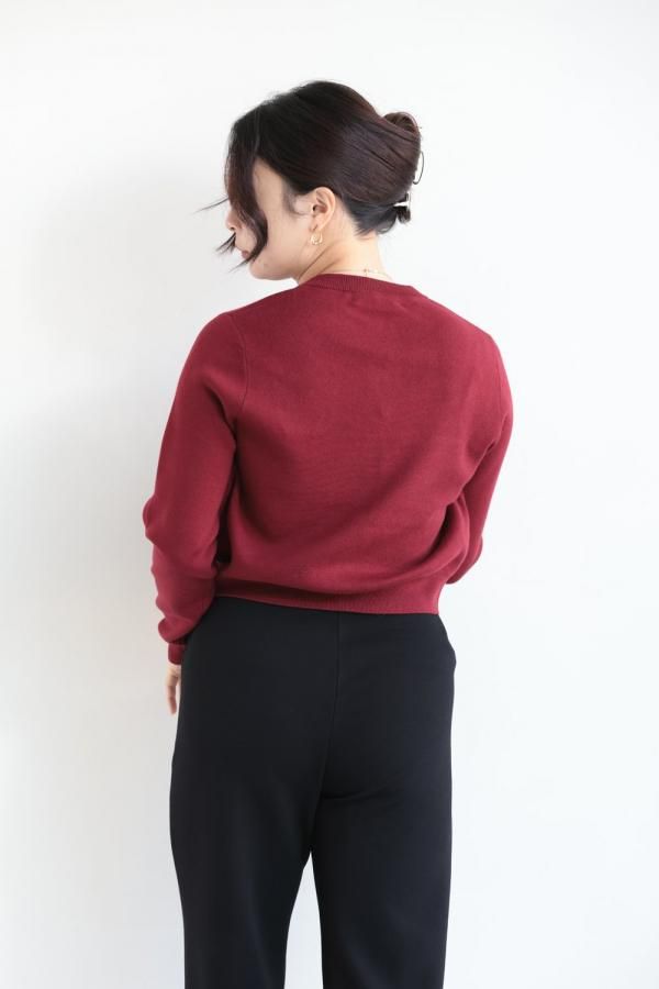 CABaN(キャバン) コットンカシミア クルーネックカーディガン ボルドー