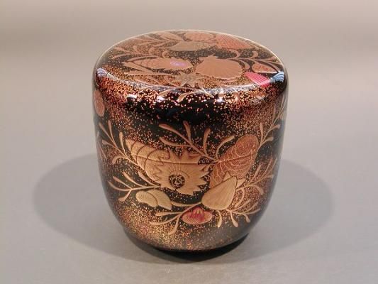 茶道具 大棗 海松貝（みるがい）蒔絵 内梨地、 岡沢起幸作 - 茶道具