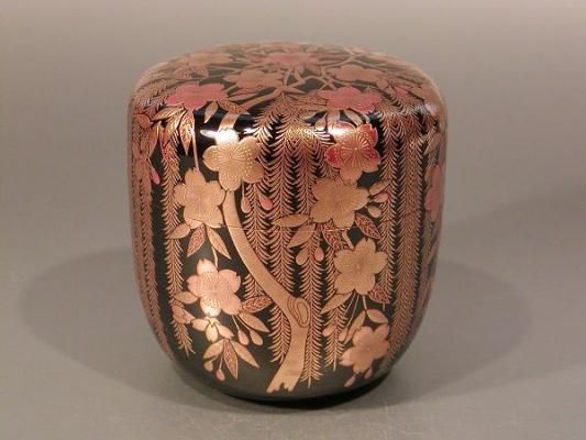 茶道具・棗 】大棗 柳桜 蒔絵 内梨地 一瓢斎 作 - 茶道具 販売の佐藤