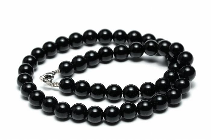 AAAランク】モリオン(黒水晶)ネックレス【ラウンド8mm玉】MORNE-002