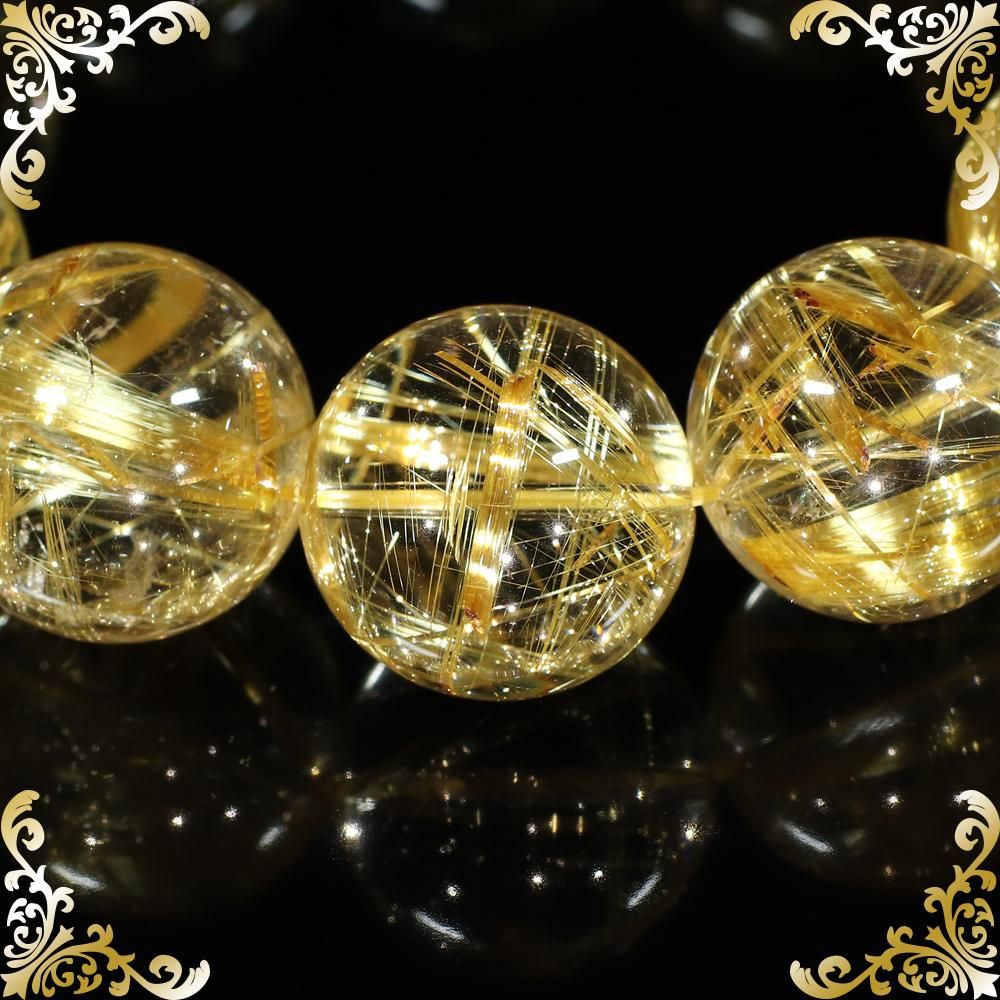 プレミアムイエローゴールドタイチンルチルクォーツ 20mm～20.5mm玉