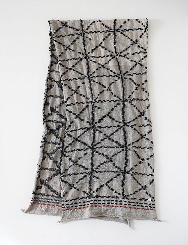 KAPITAL - 縮絨ウール 刺し子HAPPYマフラー - BLUE NEON