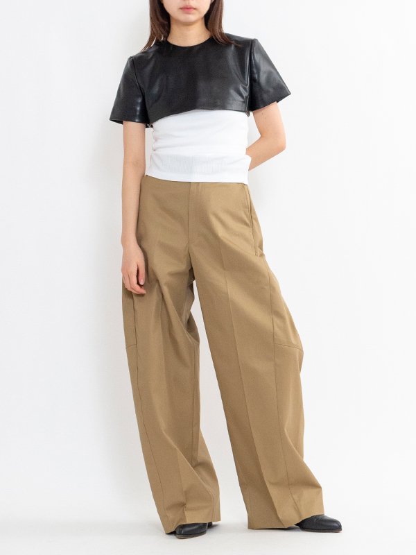 FAUX LEATHER CROPPED TOP-フェイクレザークロップドトップ-HYKE