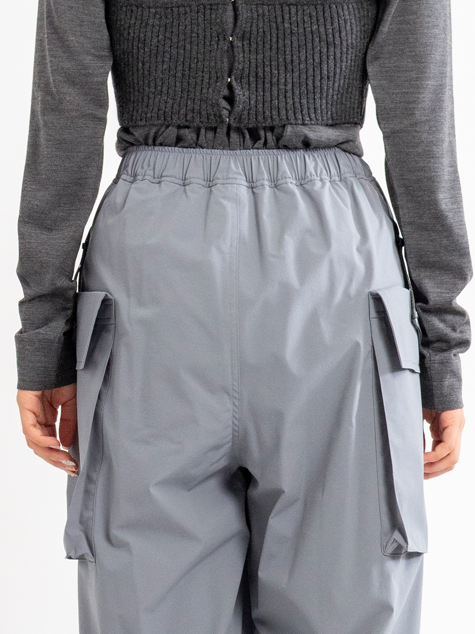 High stretch taffeta gathered pants-ハイストレッチタフタギャザード