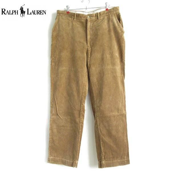 90s POLO ポロ ラルフローレン 太畝 コーデュロイ パンツ W35 茶系
