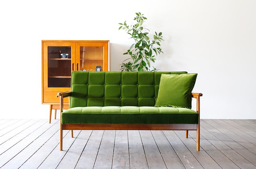 カリモク60 Kチェア2シーターモケットグリーン | Plain Table