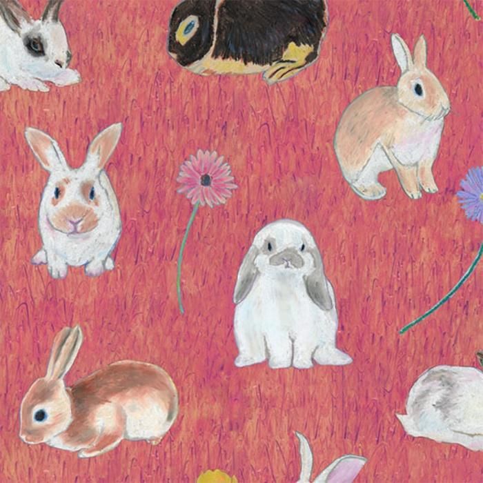 nora-ST1360-OX-A ナチュラル うさぎ柄｜布生地・ファブリック生地通販