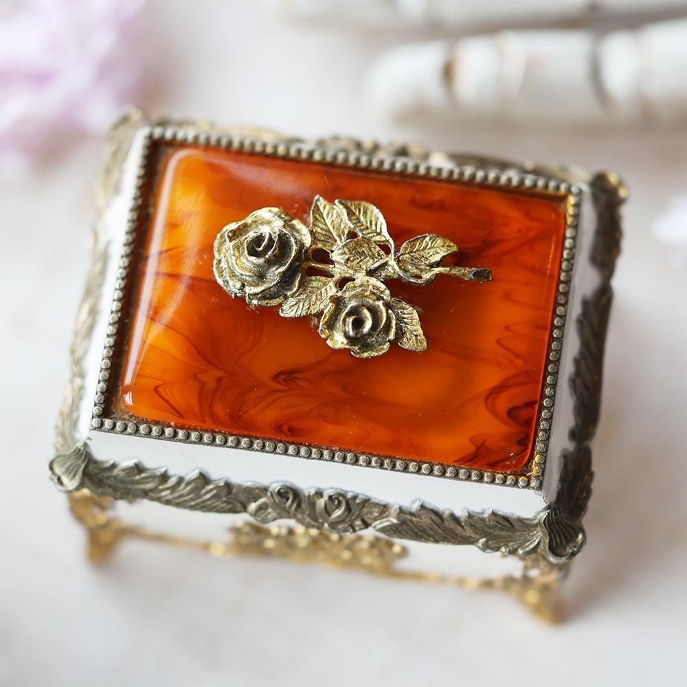 薔薇模様のオルゴール付きジュエリーケース - 海福雑貨通販部