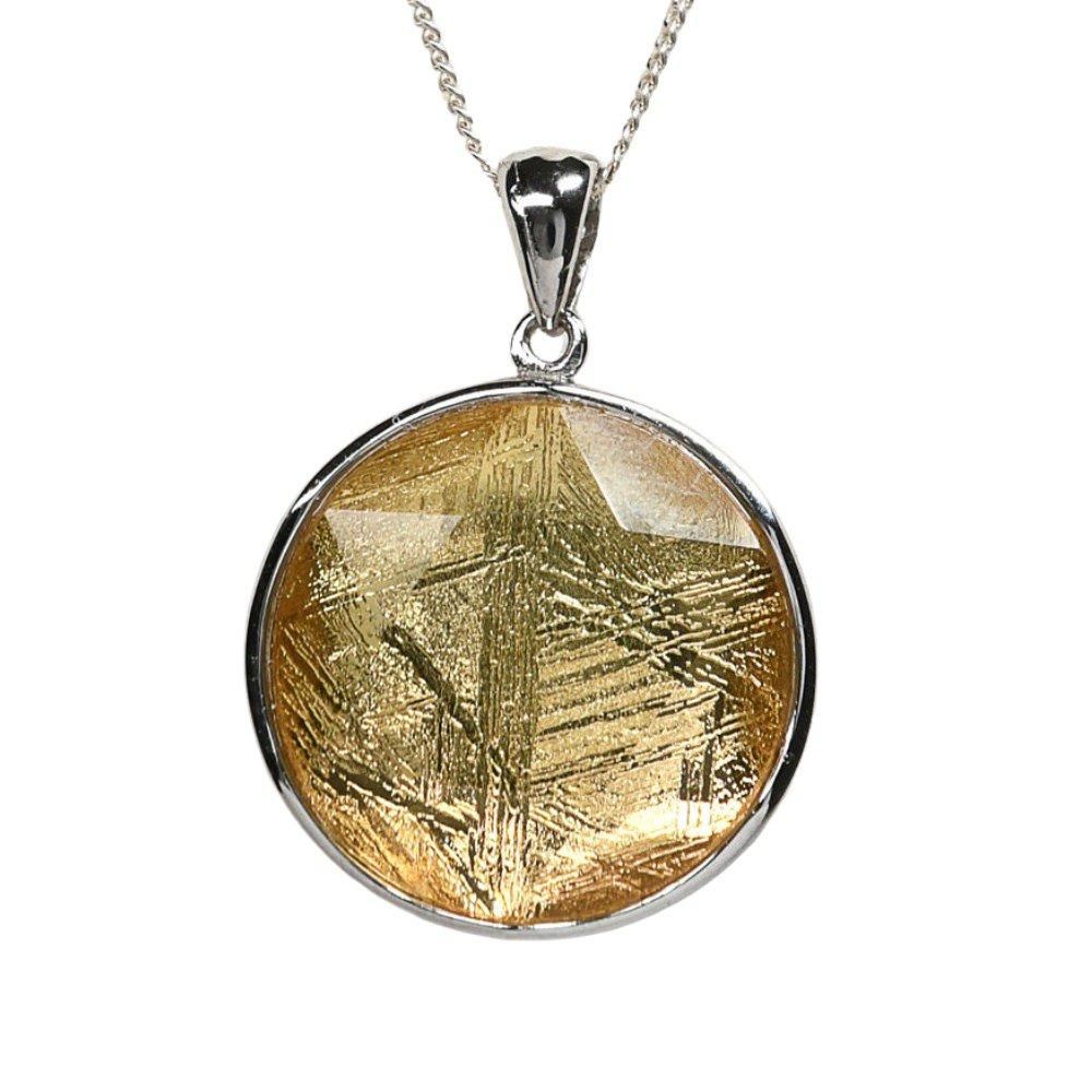 鉄隕石 ムオニナルスタ隕石（ゴールド）ペンダントトップ 20mm #QK329