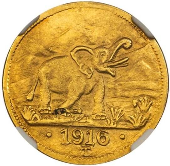 ドイツ領東アフリカ 1916T ウィルヘルム2世 15ルピー 金貨 NGC MS64