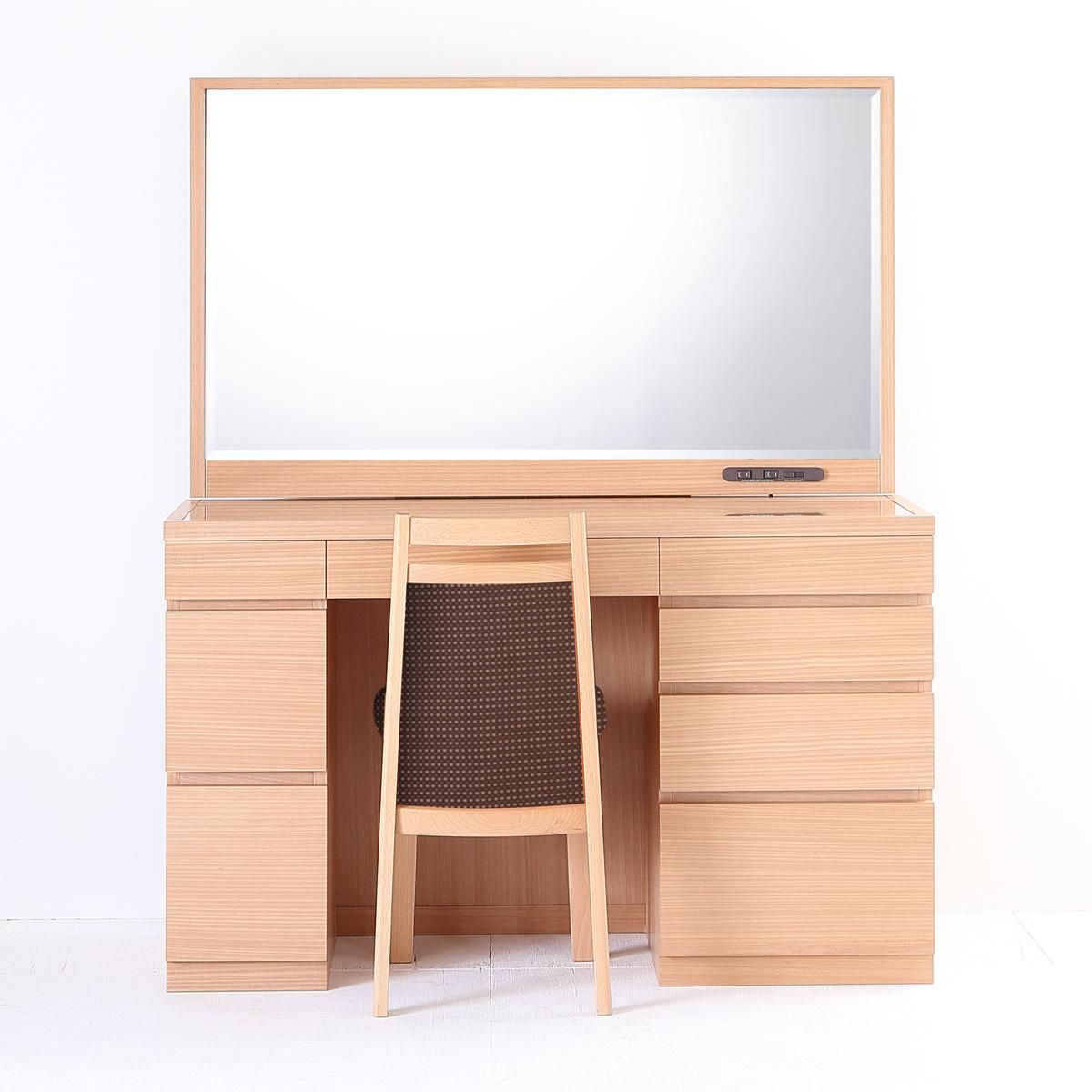 レント（ナチュラル）一面鏡120cmワイドミラーホテルドレッサー椅子