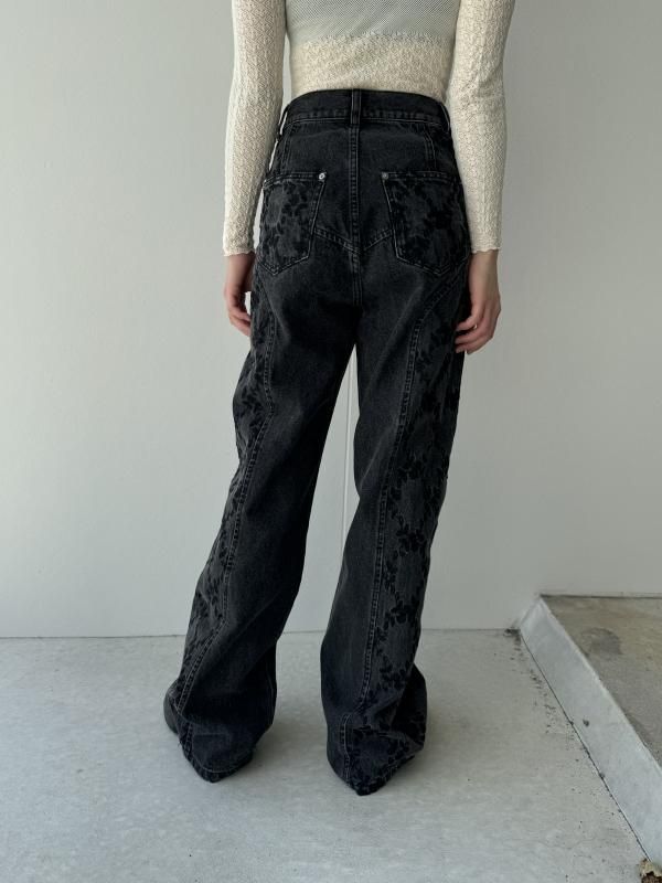 FETICO FLOWER EMBROIDERED WIDE JEANS - VONDOT｜レディースセレクト