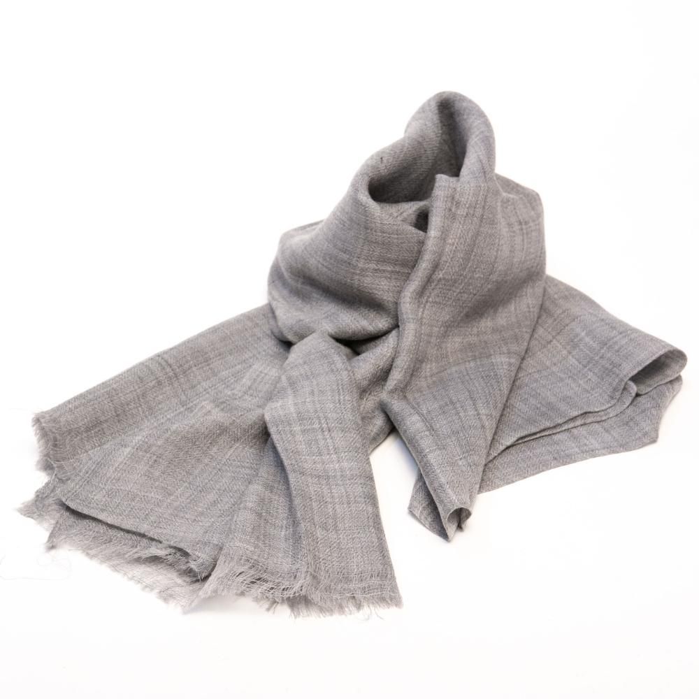 薄手のカシミヤ100% ストール - グレー｜旅する雑貨屋 ゆいゆい堂