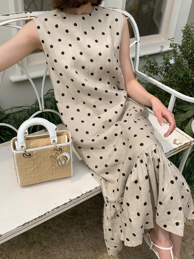 PEPLUM LINEN DRESS DOT - BIRTHDAY BASH
