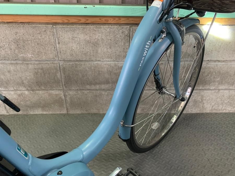 電動自転車 ヤマハ PAS With 26インチ 水色 12.3ah 2017年頃 前後