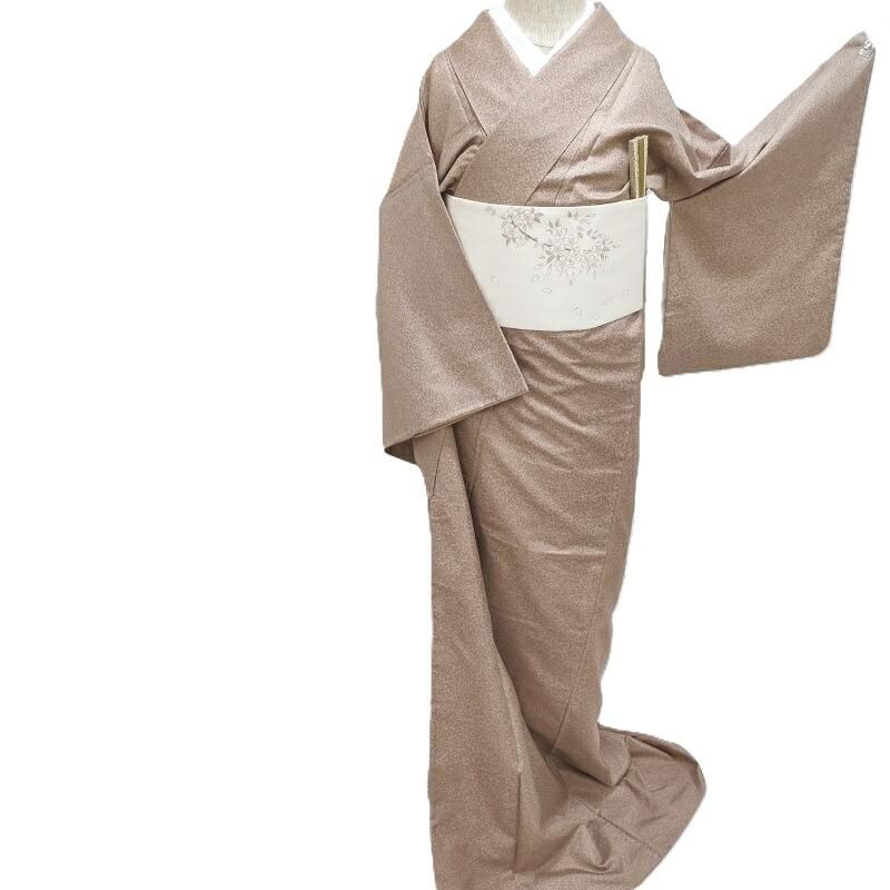 未着用 小紋 染め大島紬 アンサンブル 縦縞 モード 着物 124b d ms