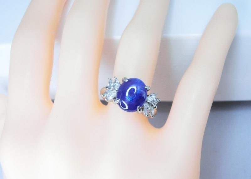 Pt900 ミャンマー産非加熱カラーチェンジスターサファイア