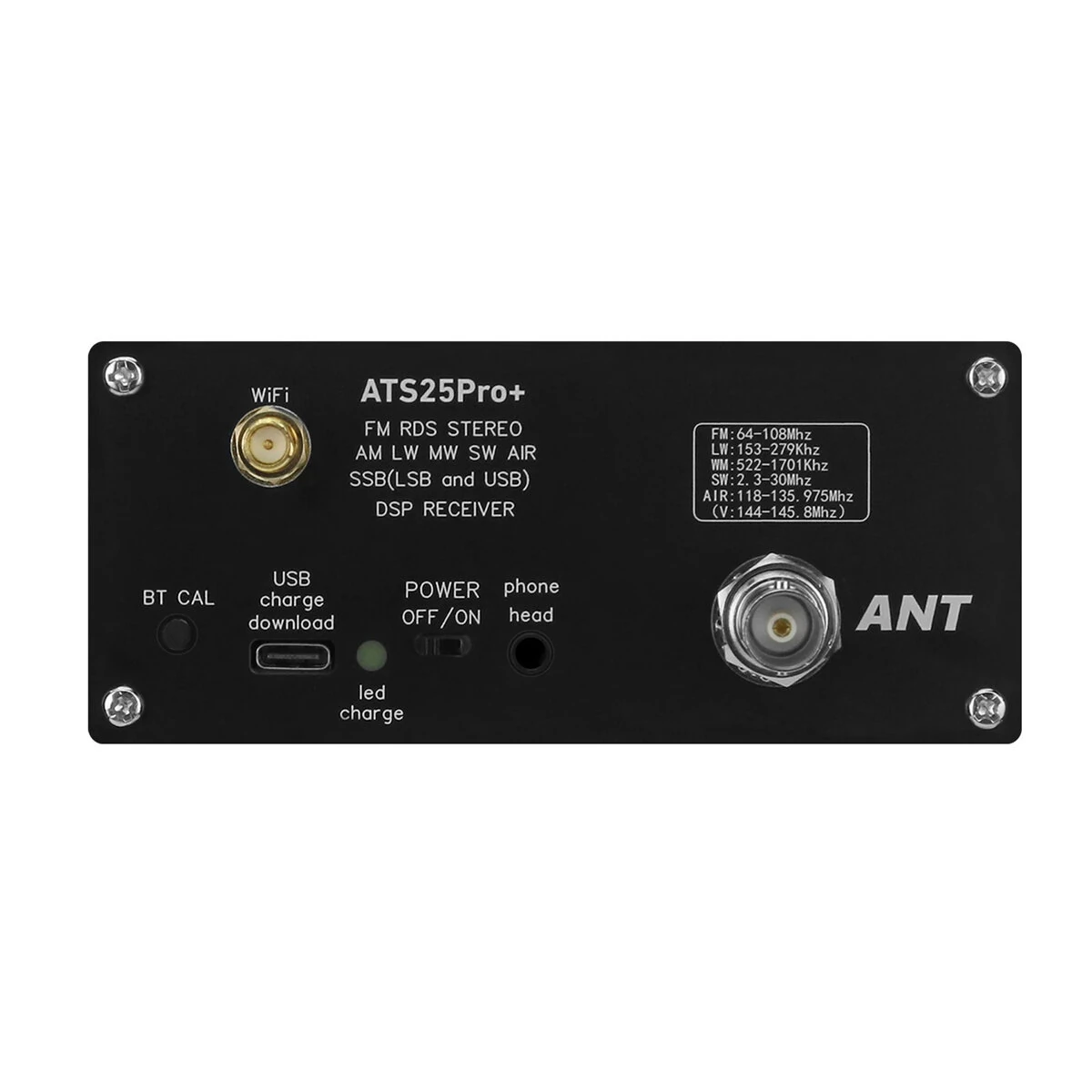 ATS25 Pro+ は、Bluetooth、Wifi、航空バンド、FM、SW、SSB、MW、LW