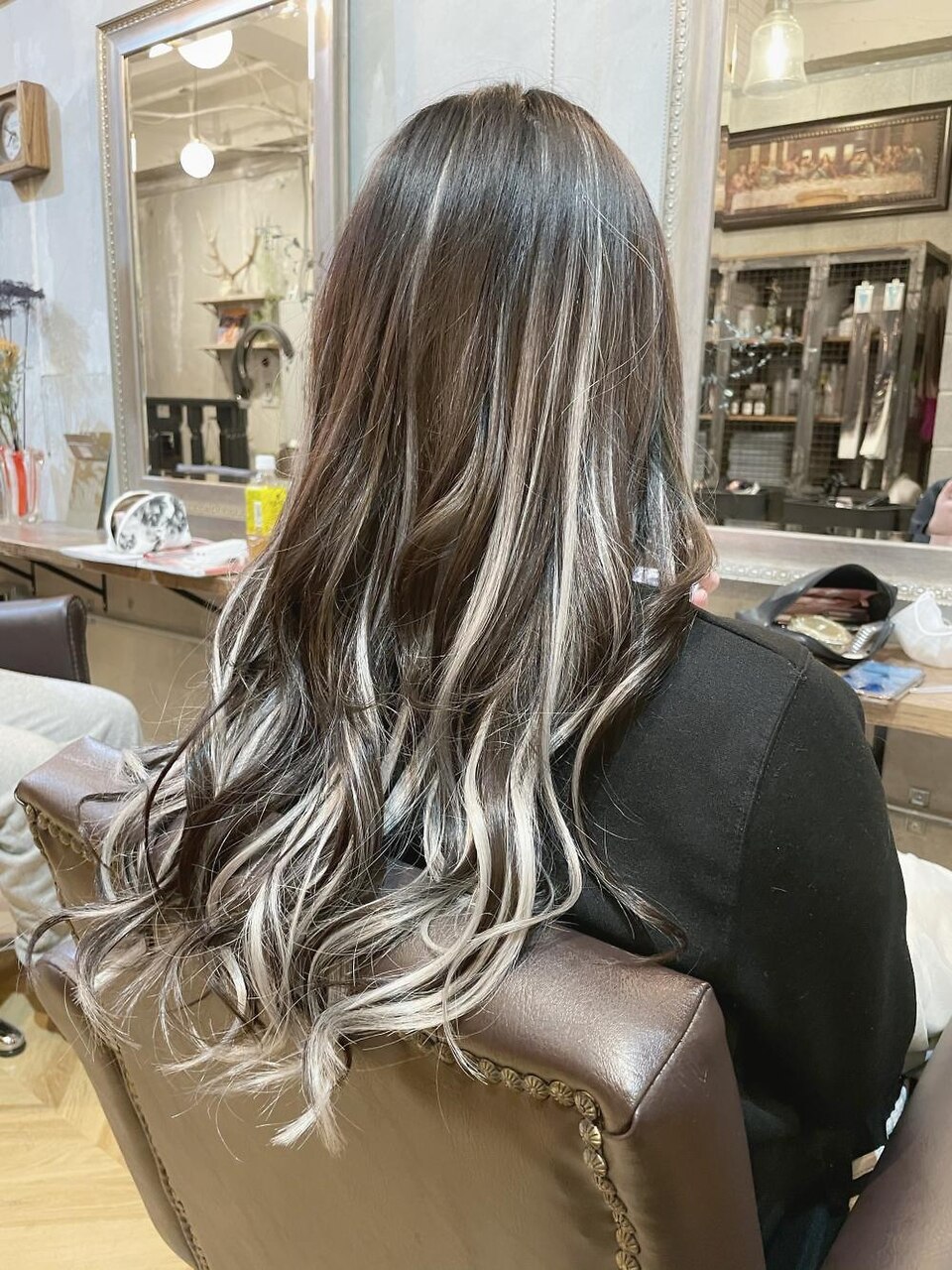 シールエクステ】ダークブラウン×シルバーアッシュ：L104200514