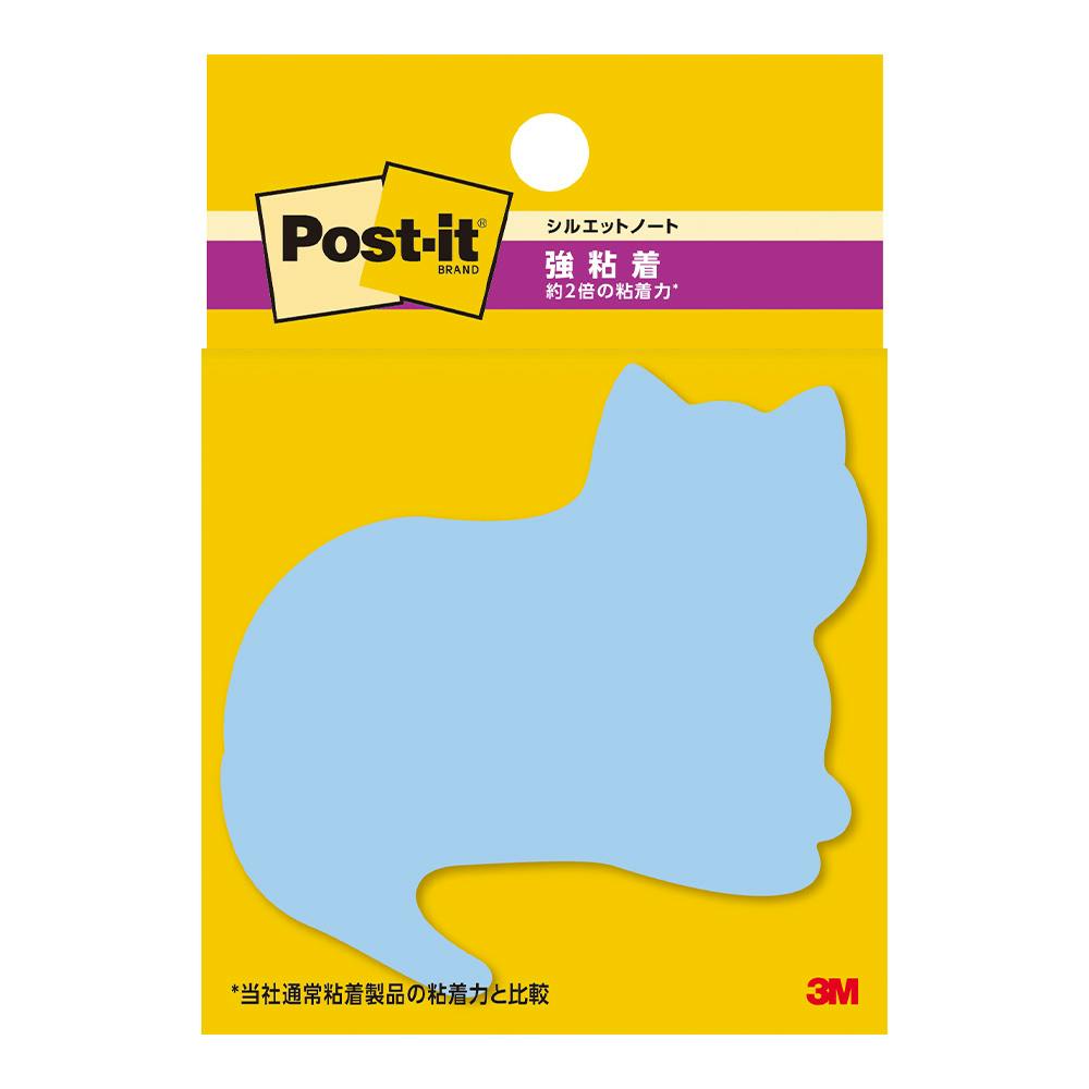 3M ポスト・イット 強粘着ふせん シルエットノート ねこ 多色 30枚 SSS