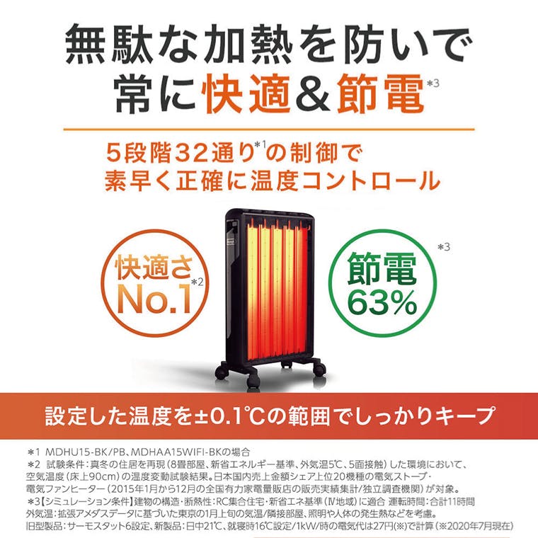 デロンギ マルチダイナミックヒーター DeLonghi MDHAA15WIFI-BK ピュア
