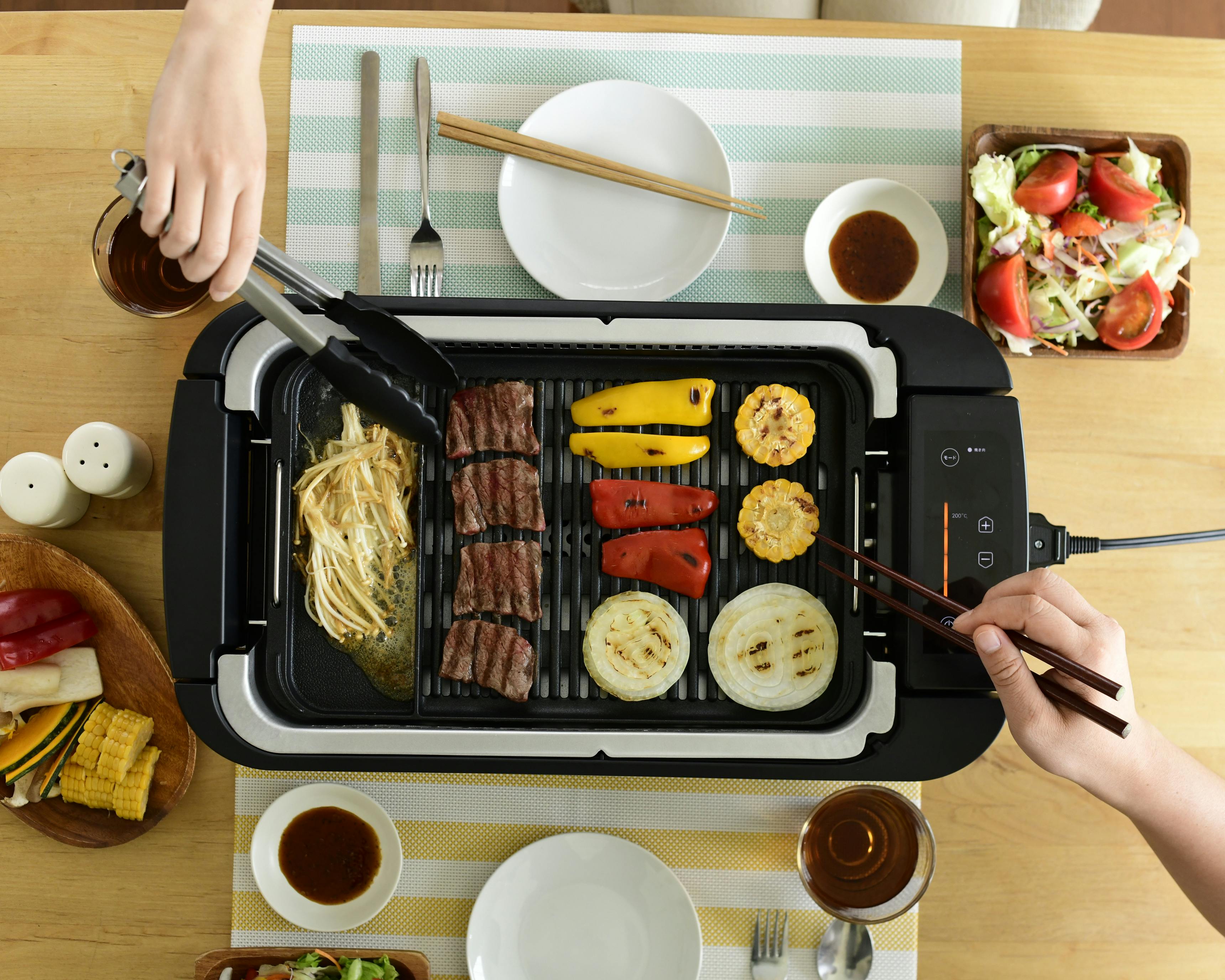 YAMAZEN 焼肉プレート 減煙 吸煙グリル ホットプレート 煙の少ない焼肉