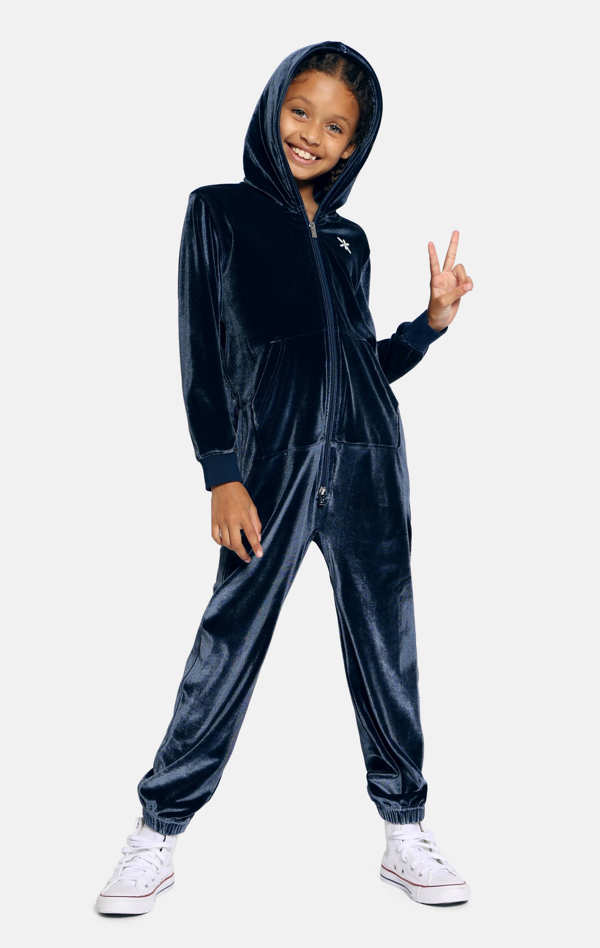 Original Velour Kids Jumpsuit Navy - Onepiece