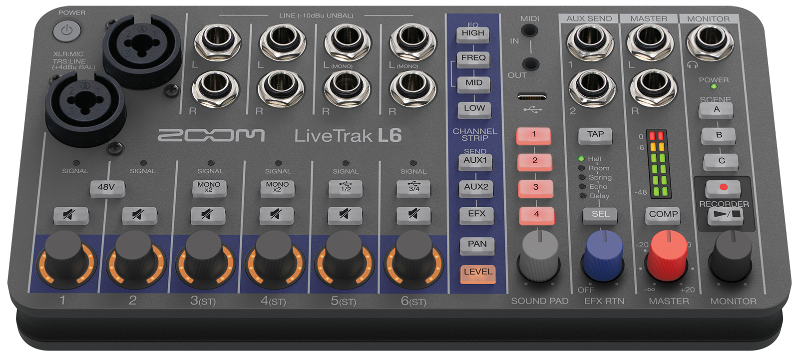 ZOOM LiveTrak L-6 | 世界初のデュアルAD回路と32bitフロート録音採用