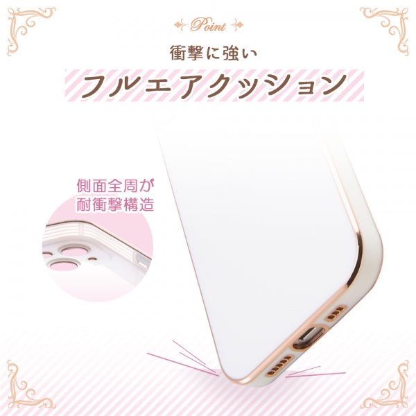 iPhone 13用】TPUソフトケース メタリック Felame/ホワイト/ピンクゴールド