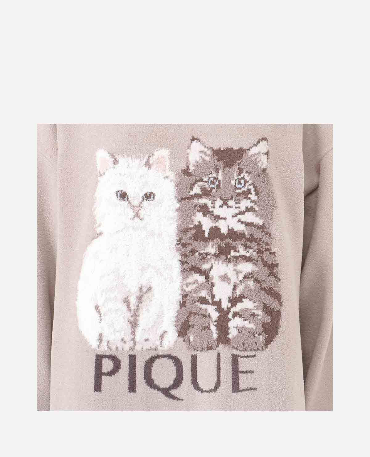 ツインズキャット ジャガード ワンピース ルームウェア ベージュ