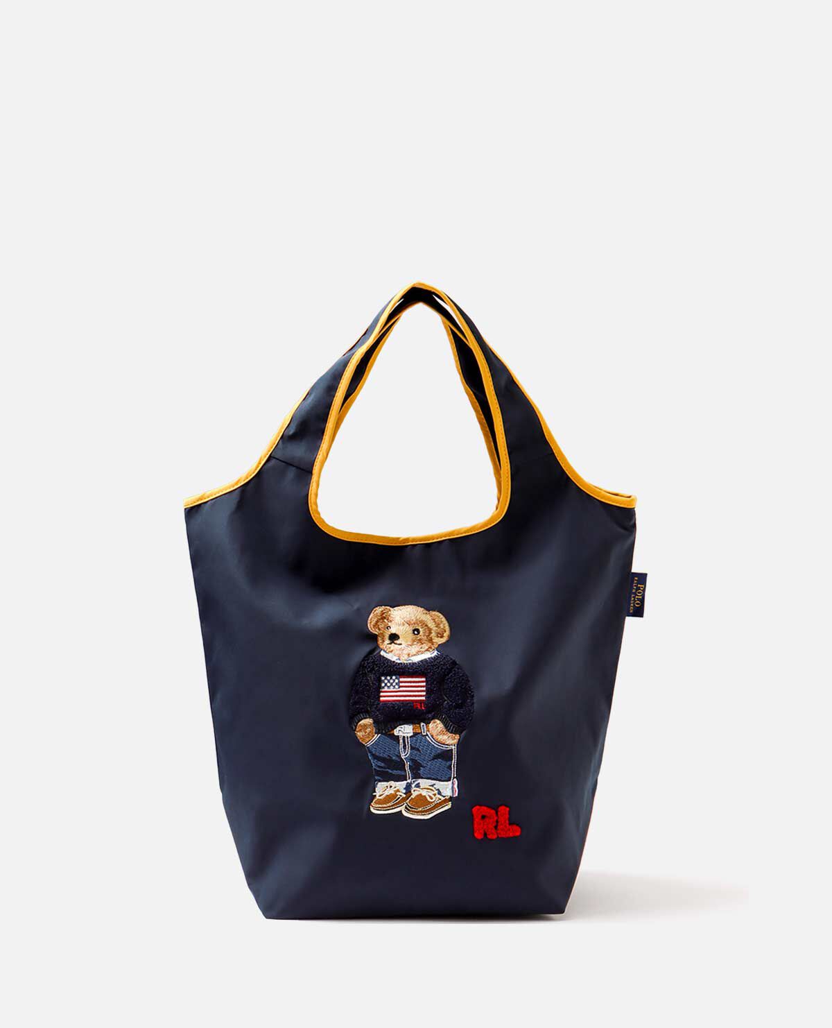 ポロ ポロベア 刺繍 バッグ トートバッグ ネイビー｜ポロ ラルフ