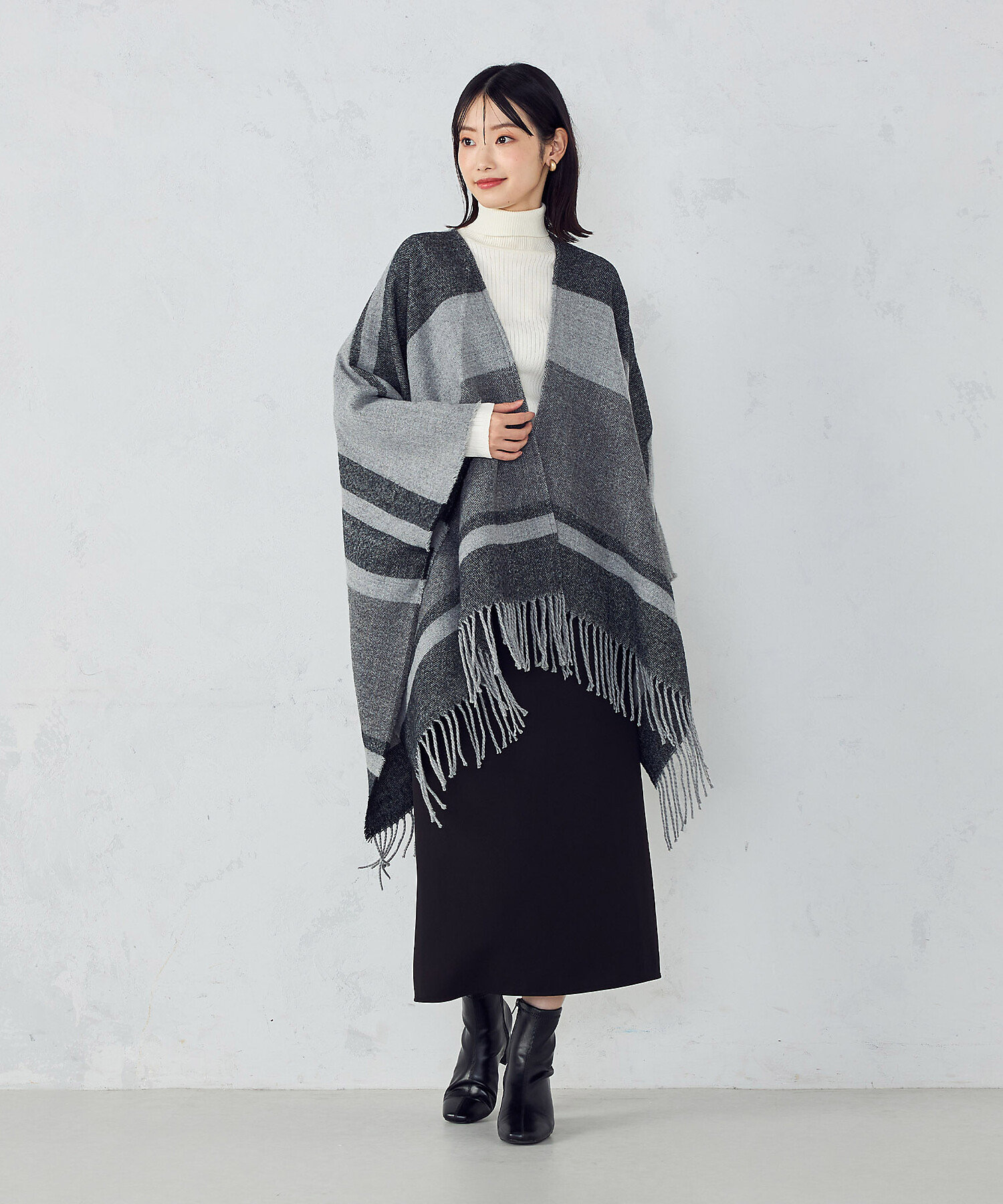 ボーダー柄 ポンチョストール（9570MM02） | MONO COMME CA