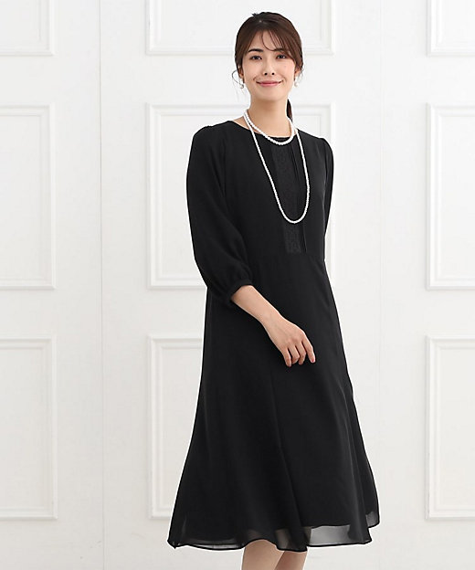 フォーマル／洗える】フロントレースジョーゼットワンピース