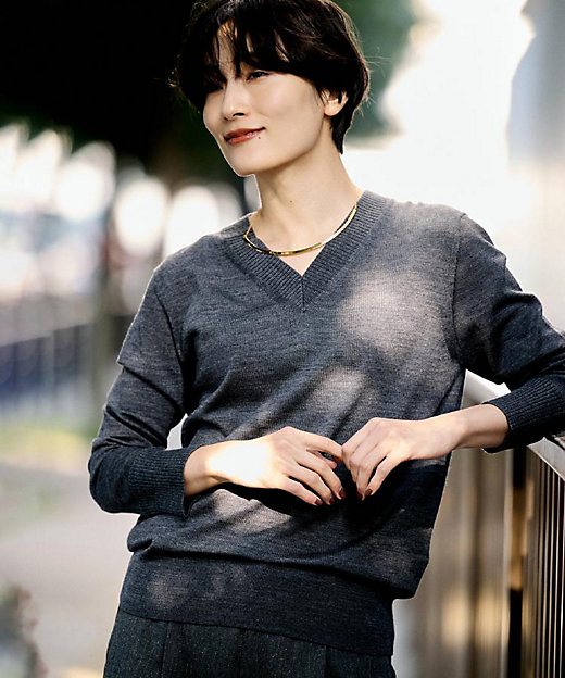 洗える／きれいめ】Vネックプルオーバーニット（2002505983