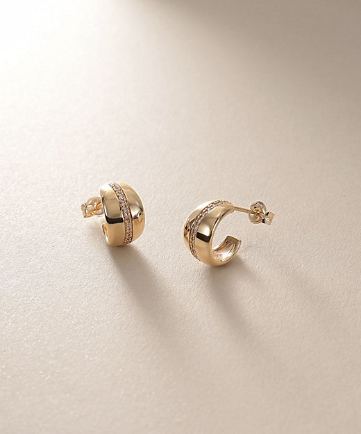 K10ダイヤモンド 月甲フープ スタッドピアス（2002536266