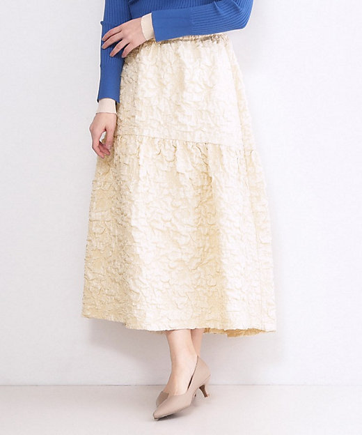 ふくれジャカードティアードスカート【洗濯機OK