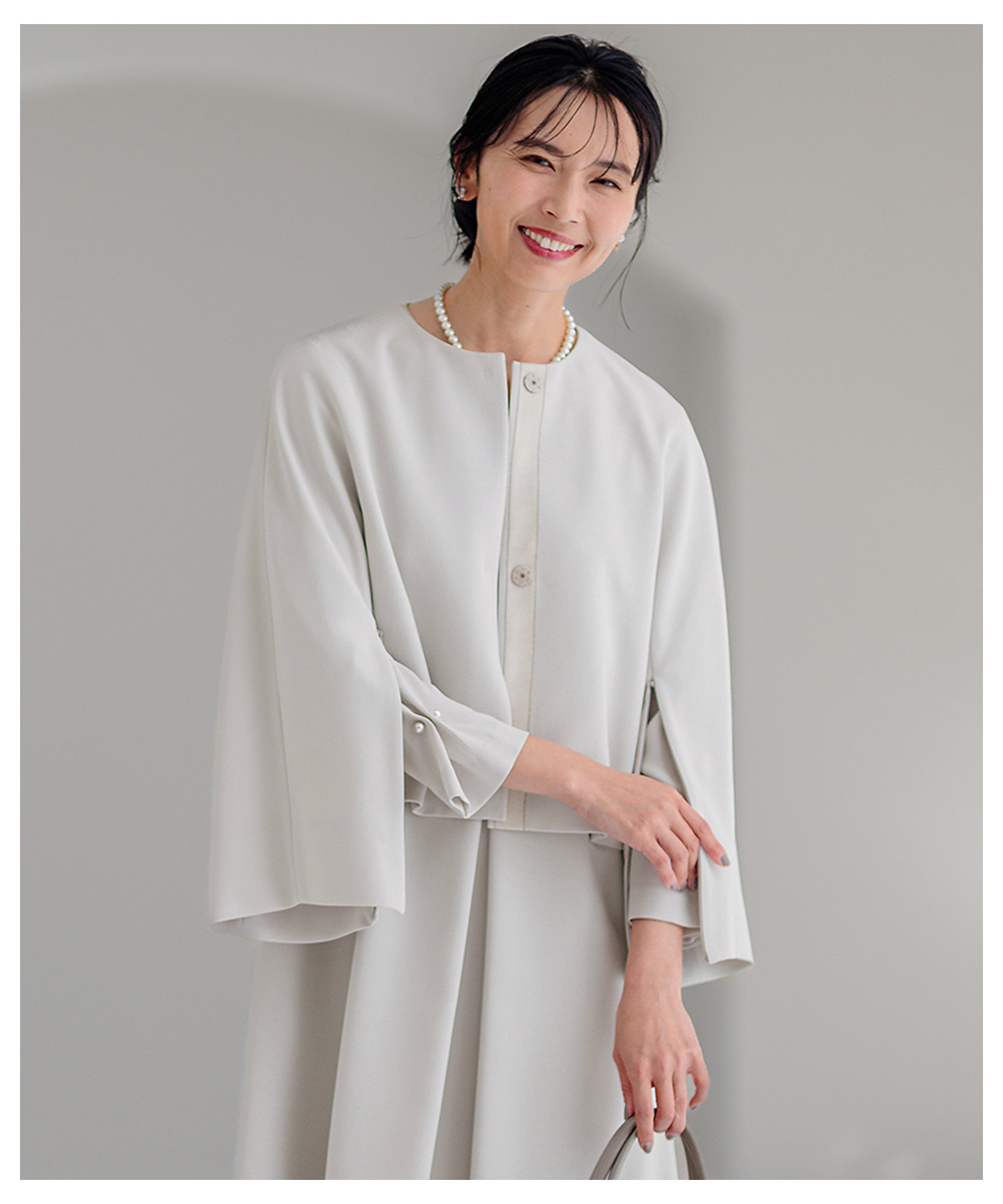 VERYコラボ 】トリアセ ダブルジョーゼット ノーカラージャケット