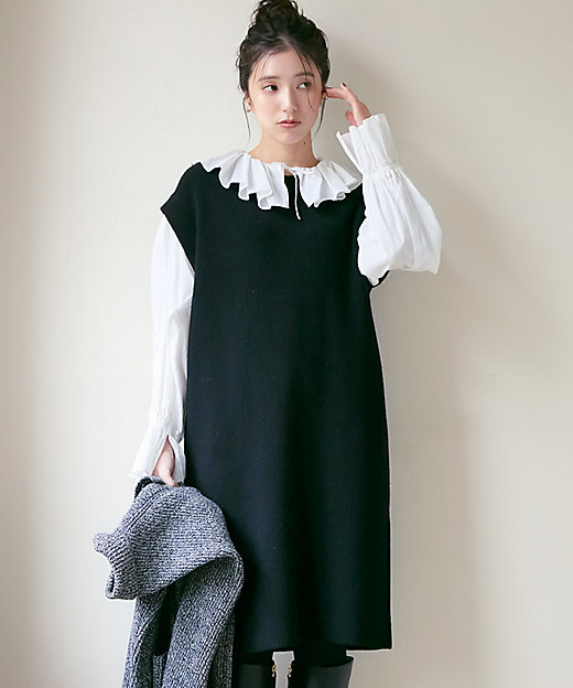 SLOW／一部店舗限定】ニットトータル スリーブレス ワンピース