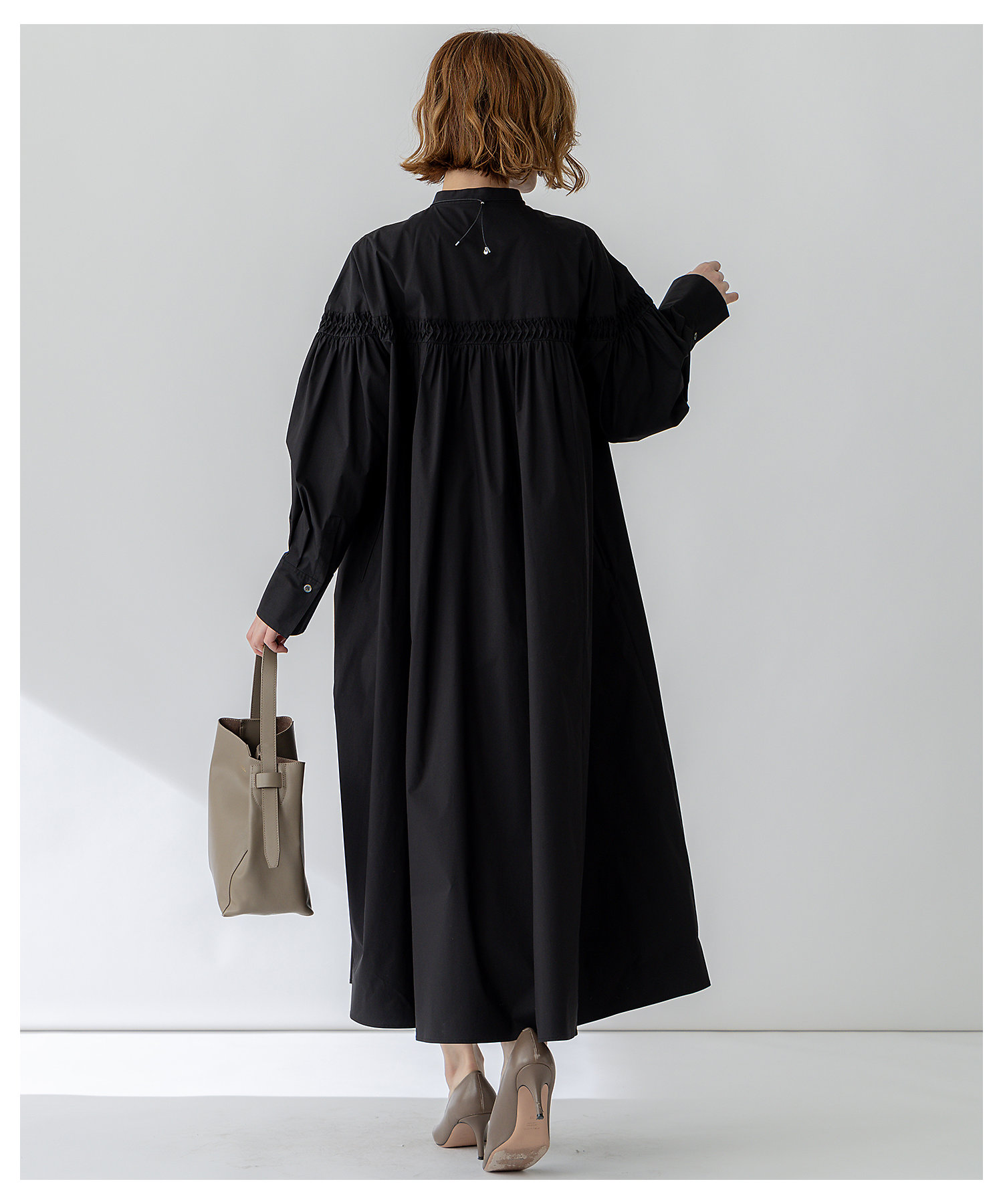 洗える】コンパクトライトクロス ピンタック ワンピース